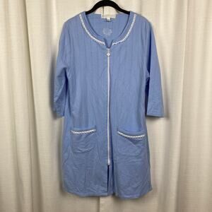 Eileen West Blue 3/4 Sleeve Zippered Short Gown Coat Sz.S/M